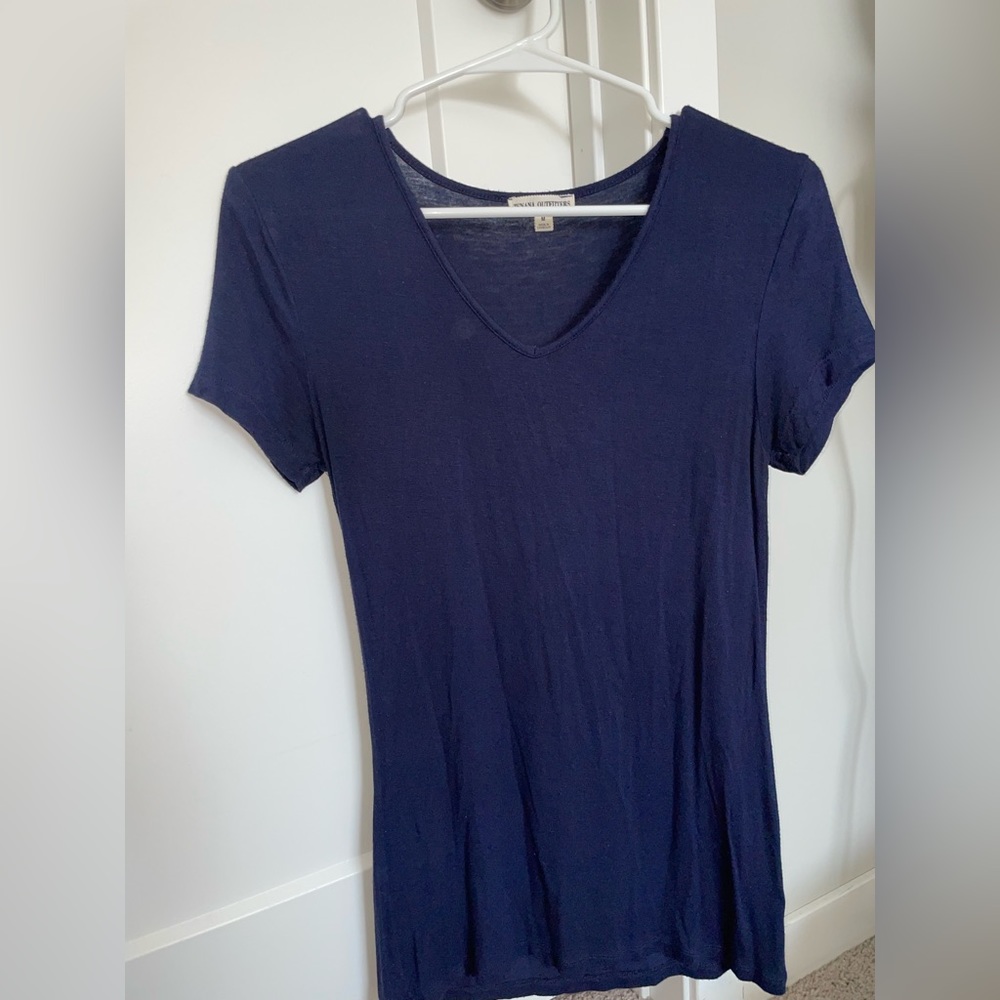 Medium Navy Blue Zenana Outfitters Short Sleeve Shirt